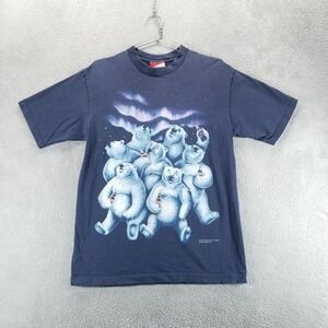 VTG Coke Shirt Mens L Blue Polar Bear Aurora Graphic Made in USA 1994 90s